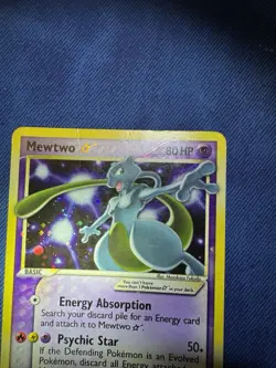 Pokemon Mewtwo Gold Star EX Holon Phantoms Holo Ultra Rare #103/110 HP - DMG - Image 2