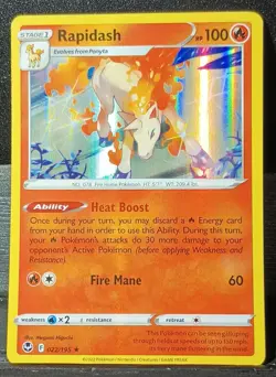 Pokemon Card-Rapidash 22/195 Silver Tempest Holo Finish Near Mint - Image 1