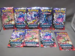 POKEMON SCARLET & VIOLET LOT OF 9 FACTORY SEALED TEMPORAL FORCES 90 CARD TOTAL c - Image 1