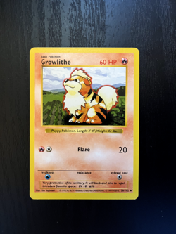 Vintage Growlithe 28/102 Shadowless Base Set Pokemon Card WOTC - Image 1