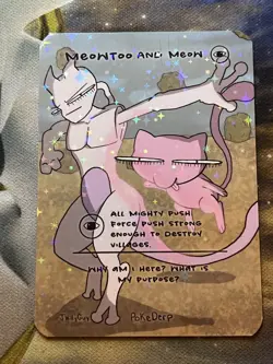 Pokederp Meowtoo and Meow - Tag Team Fan Art Custom Derpy Card Alt Art - Image 1