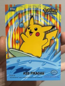 Pokemon Surfing Pikachu 25 8 of 10 Animation Series 2 Card Topps 2000 - Image 1