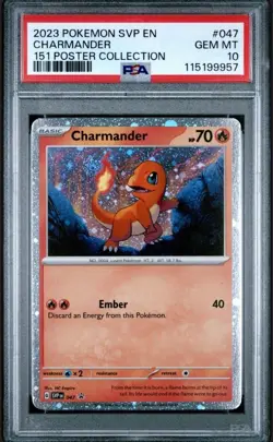 2023 POKEMON SVP EN-SV BLACK STAR PROMO 151 POSTER COLL #047 CHARMANDER PSA 10 - Image 1