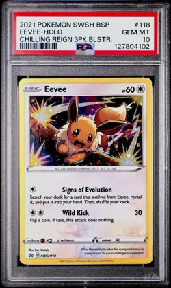 PSA 10 Eevee SWSH 118 Chilling Reign Black Star Promo Pokemon COSMOS New Cert - Image 1