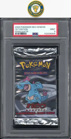 2000 Pokemon Neo Genesis (1st Edition) Sealed Pack Feraligatr PSA 9 - Image 1