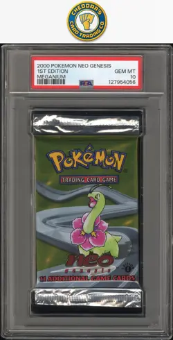 2000 Pokemon Neo Genesis (1st Edition) Sealed Pack Meganium PSA 10 - Image 1