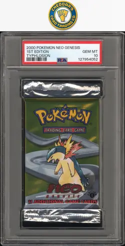 2000 Pokemon Neo Genesis (1st Edition) Sealed Pack Typhlosion PSA 10 - Image 1