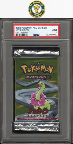 2000 Pokemon Neo Genesis (1st Edition) Sealed Pack Meganium PSA 9 - Image 1