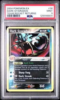 2004 POKEMON EX TEAM ROCKET RETURNS 36 DARK GYARADOS PSA 9 MINT - Image 1
