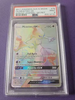 2017 Pokemon Mewtwo GX 76/73 Secret Hyper Rare Shining Legends - PSA 9 - Image 1