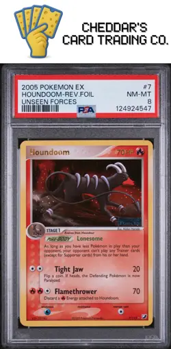 2005 Pokemon Ex Unseen Forces Houndoom-Rev.Foil Unseen Forces #7 PSA 8 - Image 1