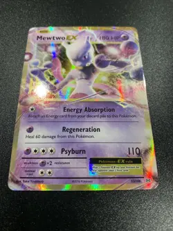 Pokemon Card Mewtwo EX 52/108 XY Evolutions Half Art Ultra Rare Played - Image 2