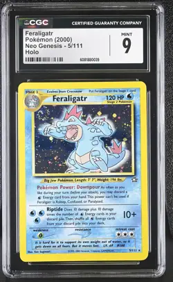 CGC 9 MINT Feraligatr 2000 Neo Genesis 5/111 Holo SWIRL Pokemon Card - Image 1
