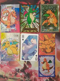Dragonite Fan Art Bundle of 7 Cards + Stickers NOT Official Pokemon PL-NM - Image 1