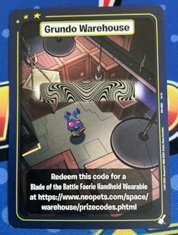 Neopets TCG Grundo's Warehouse CODE Card - Blade of the Battle Faerie Wearable - Image 1