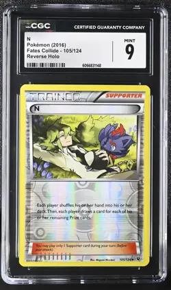 CGC 9 MINT N 2016 Fates Collide 105/124 Reverse Holo Pokemon Card - Image 1