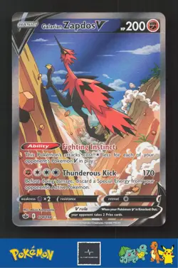 2021 Pokemon SWSH Chilling Reign 174/198 Galarian Zapdos V - Image 1