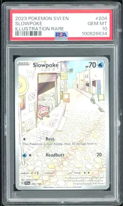 2023 Pokemon SVI EN Scarlet & Violet #204 SLOWPOKE Illustration Rare PSA 10 - Image 1