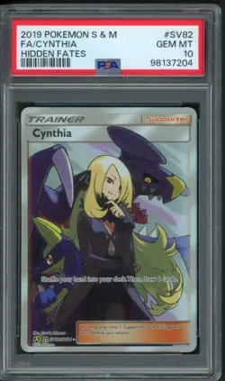 2019 Pokemon Sun & Moon Hidden Fates Cynthia #SV82/SV94 PSA 10 - Image 1