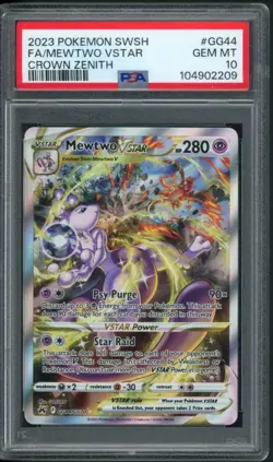 2023 POKEMON SWORD & SHIELD CROWN ZENITH #GG44 FULL ART/MEWTWO VSTAR PSA 10 - Image 1
