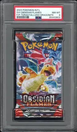 PSA 8 - Terastallized Dragonite - Pokemon SVI Obsidian Flames Booster Pack - Image 1