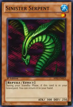 Yugioh! MP Sinister Serpent - BP02-EN015 - Common - 1st Edition Moderately Playe - Image 1