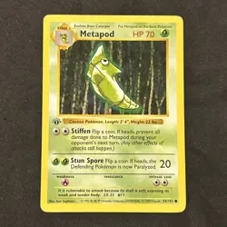 Metapod 054/102 Base Set (Shadowless) Regular First Edition Card Never Played ￼ - Image 1