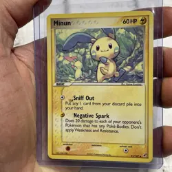 Pokemon TCG Minun 41/107 Deoxys Uncommon Card Normal LP Nintendo Pokemon 2005 - Image 2