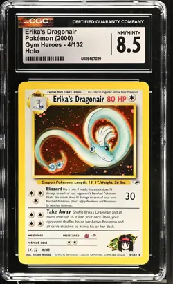 CGC 8.5 Erika's Dragonair 2000 Gym Heroes 4/132 Holo Pokemon Card - Image 1