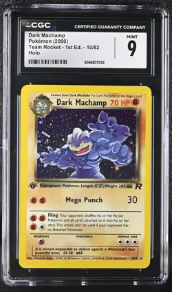 CGC 9 MINT Dark Machamp Team Rocket 1st Edition 10/82 Holo Pokemon Card - Image 1