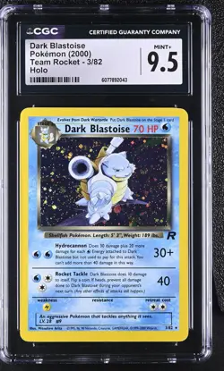 CGC 9.5 MINT+ Dark Blastoise 2000 Team Rocket 3/82 Holo Pokemon Card - Image 1