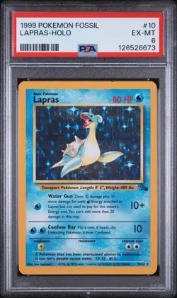 PSA 6 Lapras Holo 1999 Pokemon TCG Fossil Card 10/62 - Image 1