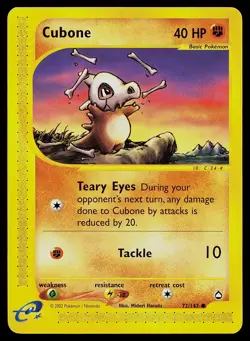 Pokemon Card - Cubone Aquapolis 72/147 Common - Image 1