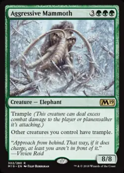 MTG - Aggressive Mammoth - Planeswalker Deck Exclusive - Core Set 2019 - NM, Eng - Image 1