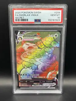 2020 POKEMON SWORD & SHIELD SECRET #206 FULL ART/SNORLAX VMAX PSA 10 - Image 1
