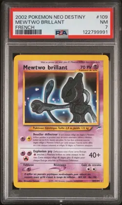 2002 POKEMON NEO DESTINY FRENCH #109 MEWTWO BRILLANT - PSA 7 NEAR MINT GRADED - Image 1