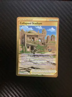 Collapsed Stadium 215/196 Gold Secret Rare Pokemon Lost Origin NM - Image 1