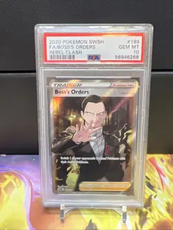 Pokemon Boss's Orders (Full Art) 189/192 Swsh02: Rebel Clash Holo PSA 10 GEM MT - Image 1