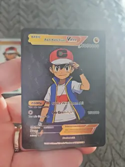 X3 Ash Ketchum Vmax Foil Fan Art Vinyl Collector Pokemon Card Black,Rose,Silver - Image 2