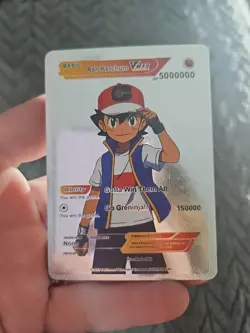 X3 Ash Ketchum Vmax Foil Fan Art Vinyl Collector Pokemon Card Black,Rose,Silver - Image 4