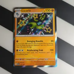 Pokemon TCG S&V Paldean Fates Lucario Shiny Rare Holo Card 174/091 - Image 1