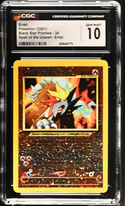 CGC 10 GEM MINT Entei 2001 Black Star Promos 34 Reverse Holo Pokemon Card - Image 1
