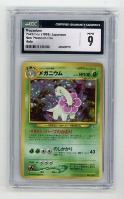1999 Pokemon Japanese Neo Premium File Meganium Holo #154 CGC 9 Mint - Image 1