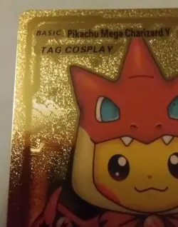 Pokemon Pikachu Fan Art Cosplay Mega Charizard Y Gold Foil Holo Fanart - Image 2