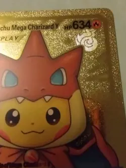 Pokemon Pikachu Fan Art Cosplay Mega Charizard Y Gold Foil Holo Fanart - Image 3