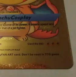 Pokemon Pikachu Fan Art Cosplay Mega Charizard Y Gold Foil Holo Fanart - Image 5