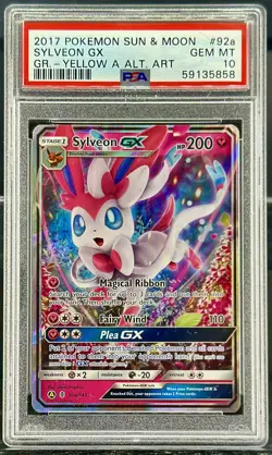 2017 Pokemon SYLVEON GX S&M Green-Yellow Alt Full Art #92a PSA 10 Low Pop - Image 1