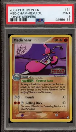 Pokemon Medicham EX Power Keepers Reverse Holo #34 PSA 9 Mint - Image 1