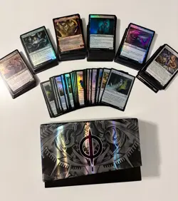 Magic The Gathering 250+ Foil Uncommon Card Lot w Phyrexia Collector Storage Box - Image 1