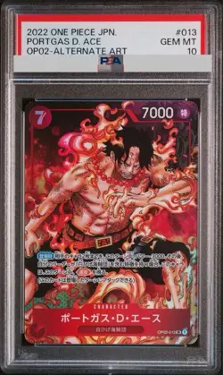 PSA 10 One Piece card Portgas D. Ace Art Japanese Paramount War OP02-013 TCG - Image 1
